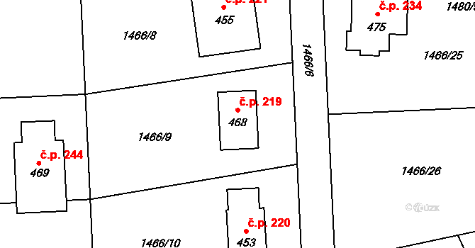Olbramovice Ves 219, Olbramovice na parcele st. 468 v KÚ Olbramovice u Votic, Katastrální mapa