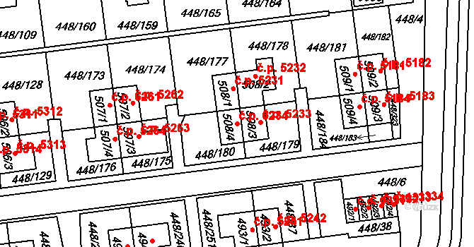 Otrokovice 5234 na parcele st. 508/4 v KÚ Otrokovice, Katastrální mapa