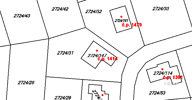 Kylešovice 1414, Opava na parcele st. 2724/147 v KÚ Kylešovice, Katastrální mapa
