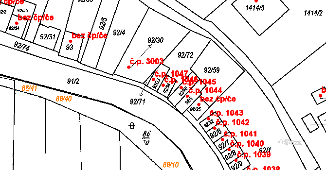 Dobšice 1046 na parcele st. 92/34 v KÚ Dobšice u Znojma, Katastrální mapa