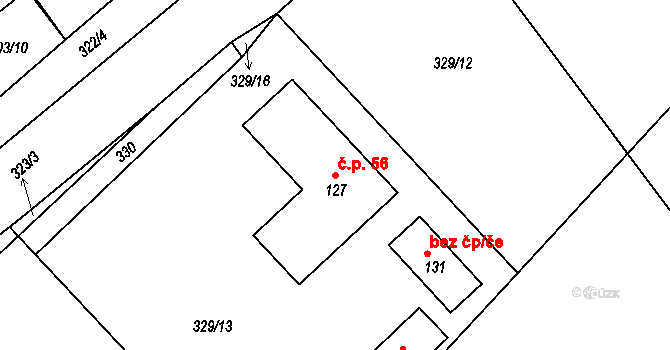 Kunčí 56, Slatiňany na parcele st. 127 v KÚ Kunčí, Katastrální mapa