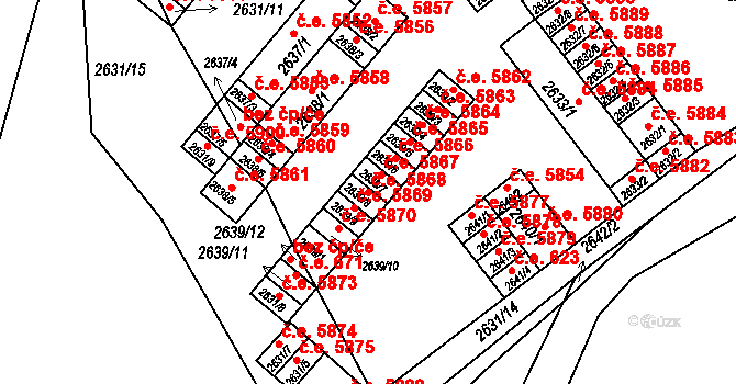 Kadaň 5868 na parcele st. 2639/8 v KÚ Kadaň, Katastrální mapa