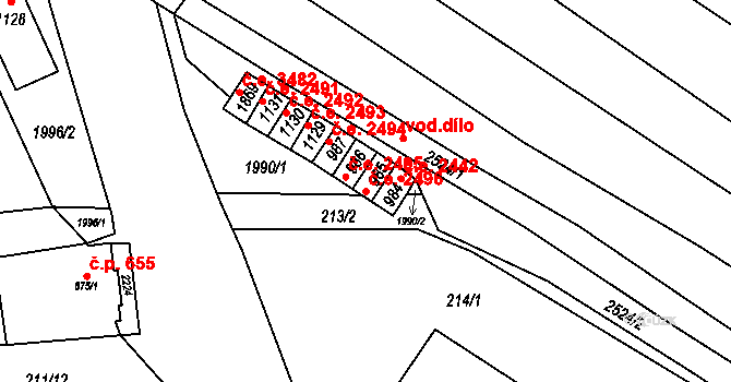Malenovice 2496, Zlín na parcele st. 985 v KÚ Malenovice u Zlína, Katastrální mapa