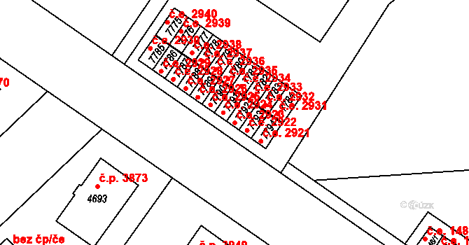 Zlín 2923 na parcele st. 7792 v KÚ Zlín, Katastrální mapa