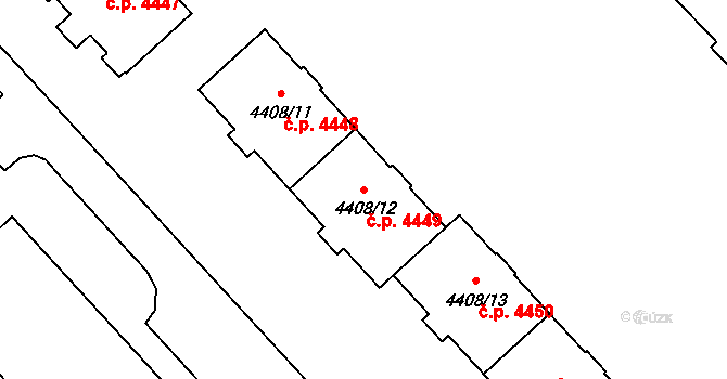 Poruba 4449, Ostrava na parcele st. 4408/12 v KÚ Poruba-sever, Katastrální mapa
