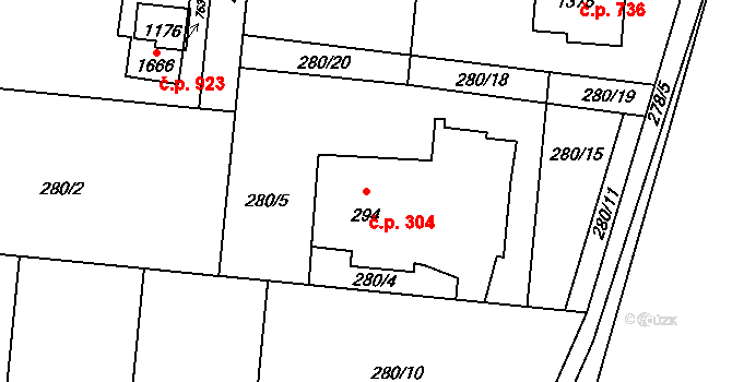 Michálkovice 304, Ostrava na parcele st. 294 v KÚ Michálkovice, Katastrální mapa