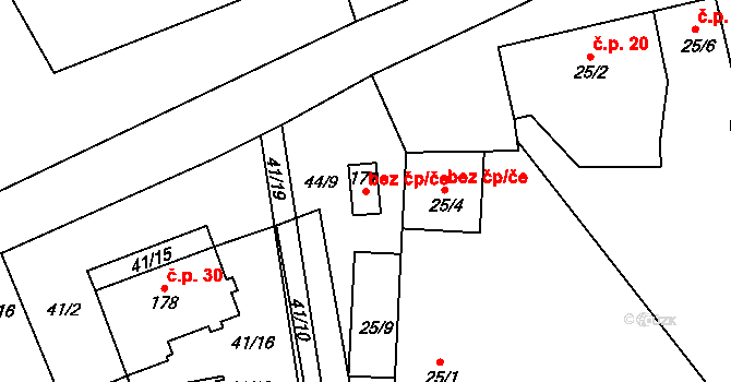 Dolní Krupá 38681641 na parcele st. 171 v KÚ Dolní Krupá u Havlíčkova Brodu, Katastrální mapa