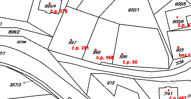 Zádveřice 198, Zádveřice-Raková na parcele st. 898 v KÚ Zádveřice, Katastrální mapa