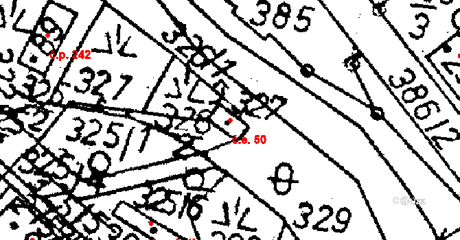Žibřidice 50, Křižany na parcele st. 327 v KÚ Žibřidice, Katastrální mapa