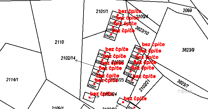 Praha 8 41567641 na parcele st. 2102/12 v KÚ Libeň, Katastrální mapa