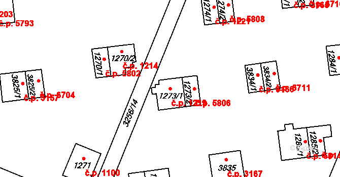 Zlín 1219 na parcele st. 1273/1 v KÚ Zlín, Katastrální mapa