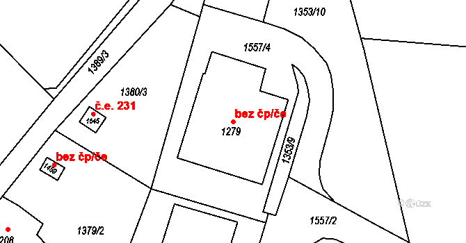 Čerčany 42751641 na parcele st. 1279 v KÚ Čerčany, Katastrální mapa