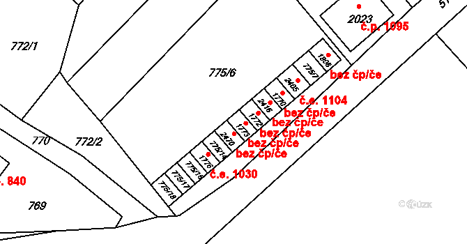 Vizovice 43384641 na parcele st. 1773 v KÚ Vizovice, Katastrální mapa