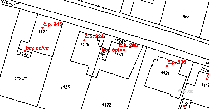 Bohumín 43940641 na parcele st. 1124/2 v KÚ Pudlov, Katastrální mapa