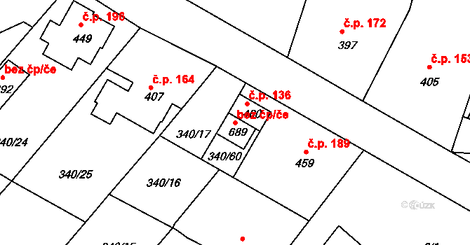 Držkov 44200641 na parcele st. 689 v KÚ Držkov, Katastrální mapa