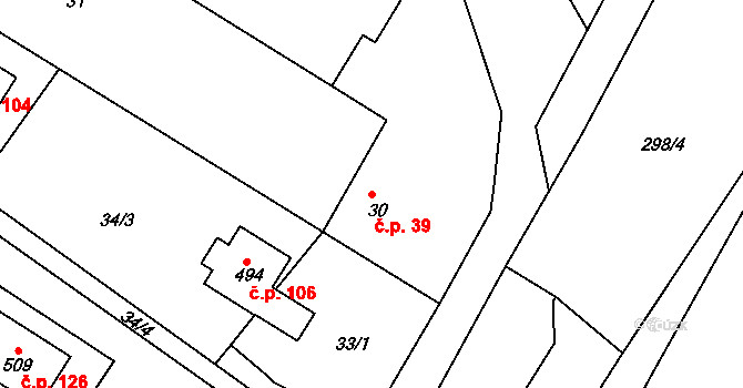 Skrochovice 39, Brumovice na parcele st. 30 v KÚ Skrochovice, Katastrální mapa