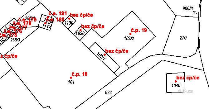 Osek 45123641 na parcele st. 102/1 v KÚ Osek u Duchcova, Katastrální mapa