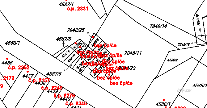 Brno 45577641 na parcele st. 7848/8 v KÚ Židenice, Katastrální mapa