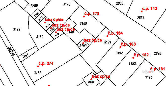 Mimoň 45907641 na parcele st. 3190 v KÚ Mimoň, Katastrální mapa