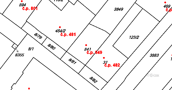 Ostrožské Předměstí 649, Uherský Ostroh na parcele st. 841 v KÚ Ostrožské Předměstí, Katastrální mapa