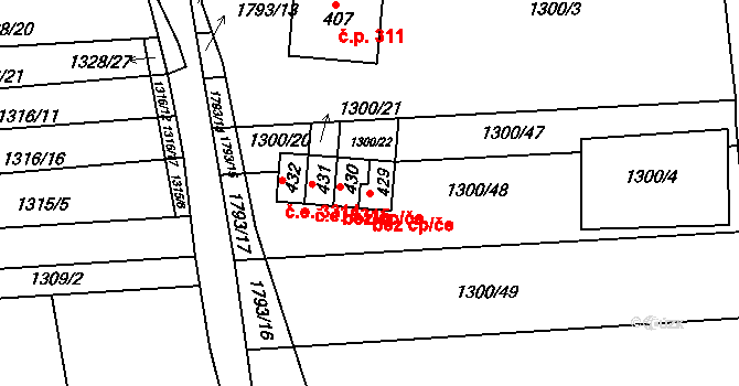 Tečovice 47799641 na parcele st. 429 v KÚ Tečovice, Katastrální mapa
