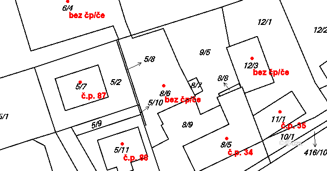 Chrášťany 49425641 na parcele st. 8/6 v KÚ Chrášťany u Prahy, Katastrální mapa