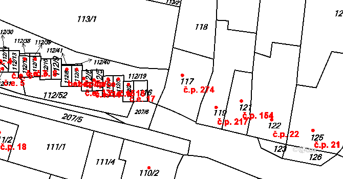 Bučovice 50127641 na parcele st. 117 v KÚ Vícemilice, Katastrální mapa