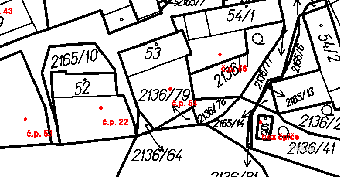 Petrovice 54, Měčín na parcele st. 53 v KÚ Petrovice u Měčína, Katastrální mapa