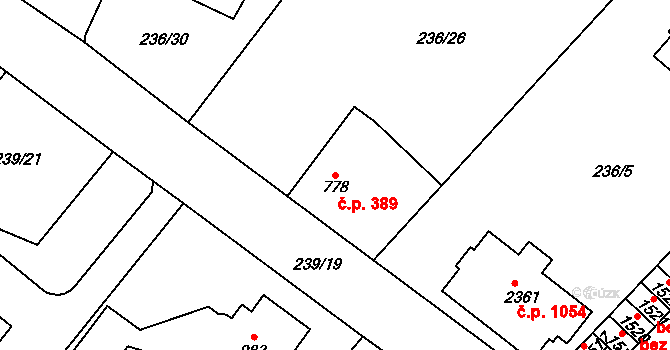 Sušice II 389, Sušice na parcele st. 778 v KÚ Sušice nad Otavou, Katastrální mapa