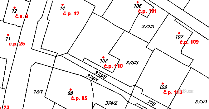 Rochlov 110 na parcele st. 108 v KÚ Rochlov, Katastrální mapa