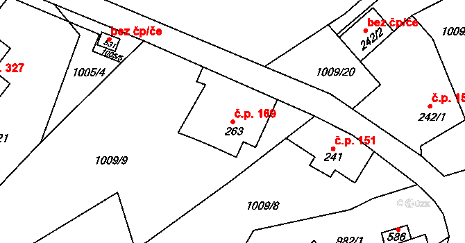 Ludvíkovice 169 na parcele st. 263 v KÚ Ludvíkovice, Katastrální mapa