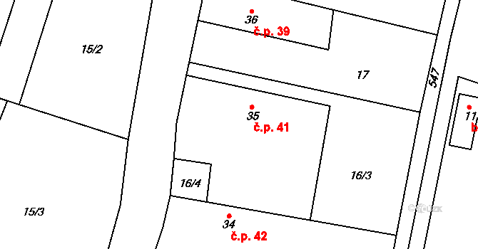 Hoděšovice 41, Býšť na parcele st. 35 v KÚ Hoděšovice, Katastrální mapa