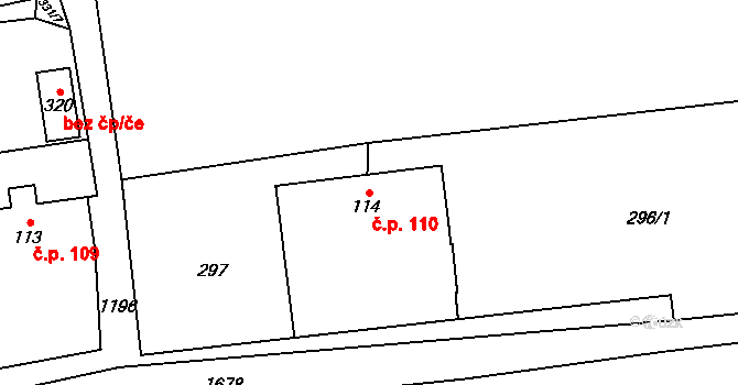 Mošnov 110 na parcele st. 114 v KÚ Mošnov, Katastrální mapa