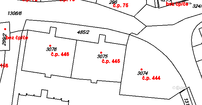 Horní Brána 445, Český Krumlov na parcele st. 3075 v KÚ Český Krumlov, Katastrální mapa