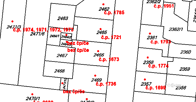 Louny 1673 na parcele st. 2466 v KÚ Louny, Katastrální mapa