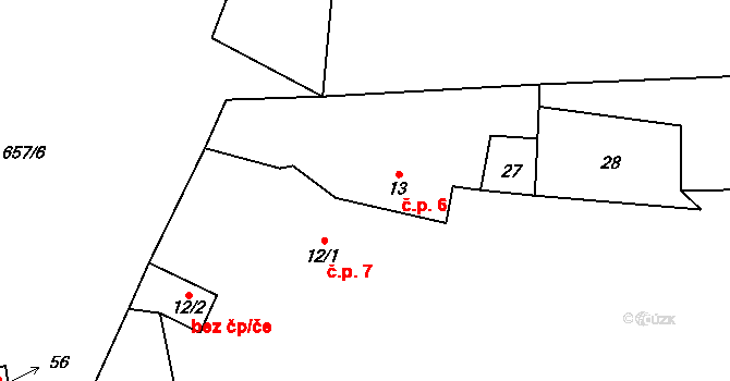 Petrkov 6, Lípa na parcele st. 13 v KÚ Petrkov, Katastrální mapa