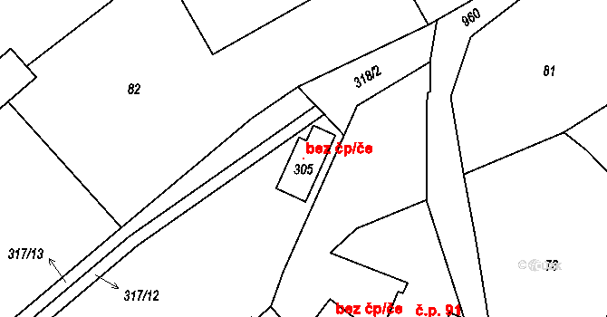Bojanov 96067641 na parcele st. 305 v KÚ Bojanov, Katastrální mapa