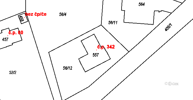 Malá Skalice 342, Česká Skalice na parcele st. 557 v KÚ Malá Skalice, Katastrální mapa