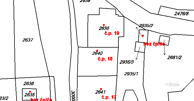Chábory 18, Dobruška na parcele st. 2640 v KÚ Dobruška, Katastrální mapa