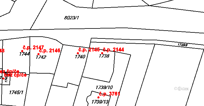 Mělník 2144 na parcele st. 1738 v KÚ Mělník, Katastrální mapa