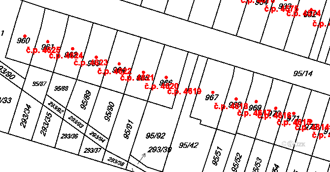 Jihlava 4619 na parcele st. 966 v KÚ Bedřichov u Jihlavy, Katastrální mapa