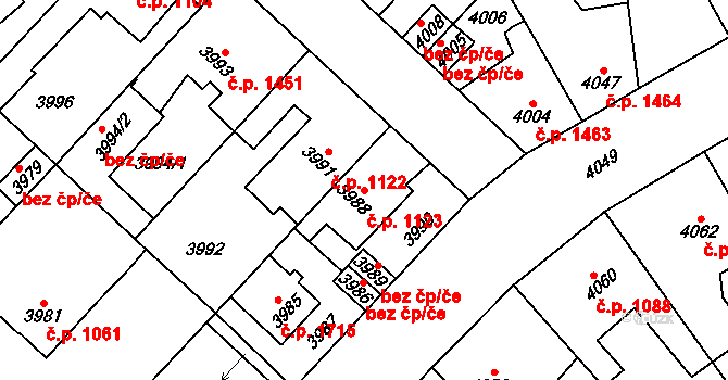 Kročehlavy 1123, Kladno na parcele st. 3988 v KÚ Kročehlavy, Katastrální mapa