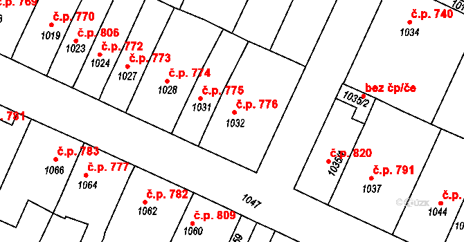 Tachov 776 na parcele st. 1032 v KÚ Tachov, Katastrální mapa