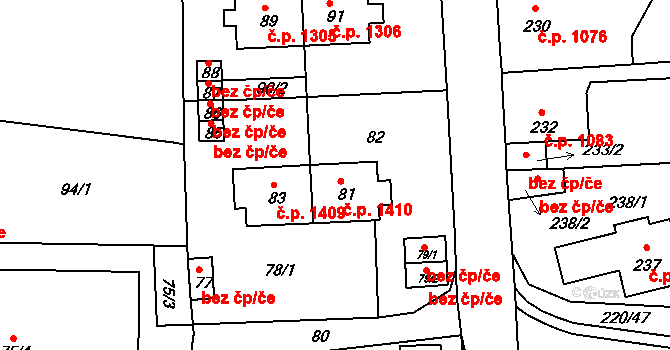 Tachov 1410 na parcele st. 81 v KÚ Tachov, Katastrální mapa