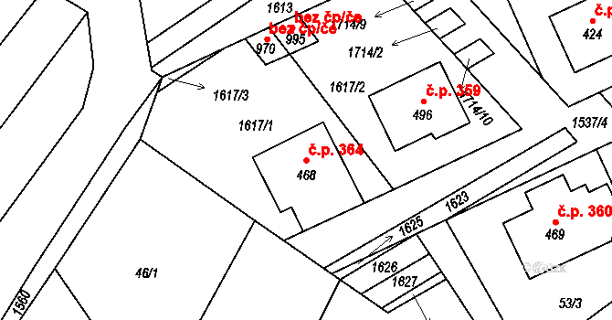 Brozany nad Ohří 364 na parcele st. 468 v KÚ Brozany nad Ohří, Katastrální mapa