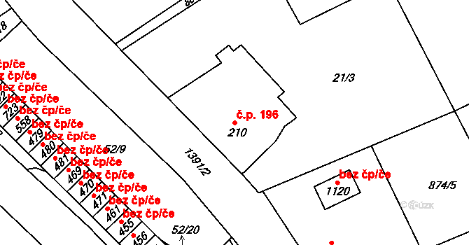 Stará Paka 196 na parcele st. 210 v KÚ Stará Paka, Katastrální mapa