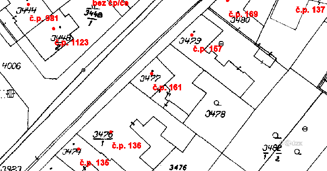 Poděbrady III 161, Poděbrady na parcele st. 3477 v KÚ Poděbrady, Katastrální mapa