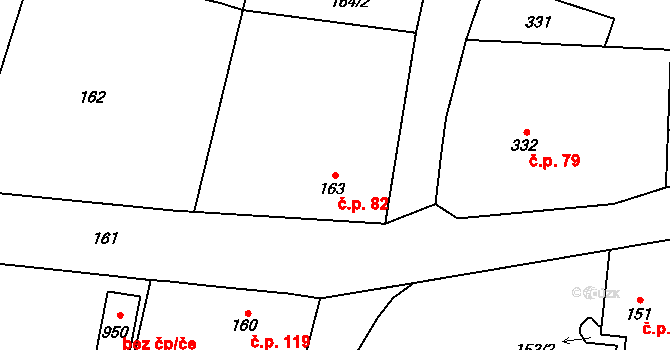 Kratonohy 82 na parcele st. 163 v KÚ Kratonohy, Katastrální mapa