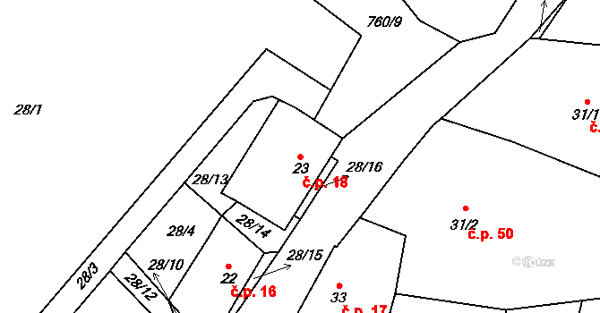 Rokytovec 18 na parcele st. 23 v KÚ Rokytovec, Katastrální mapa