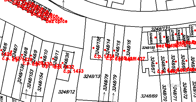 Krč 1434, Praha na parcele st. 3248/156 v KÚ Krč, Katastrální mapa